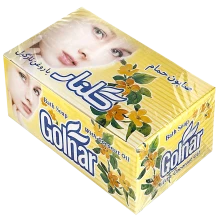 صابون حمام گلنار زرد طرح چهره 130گرم