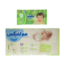 پوشک نوزادی40عددی مولفیکس+ دستمال مرطوب